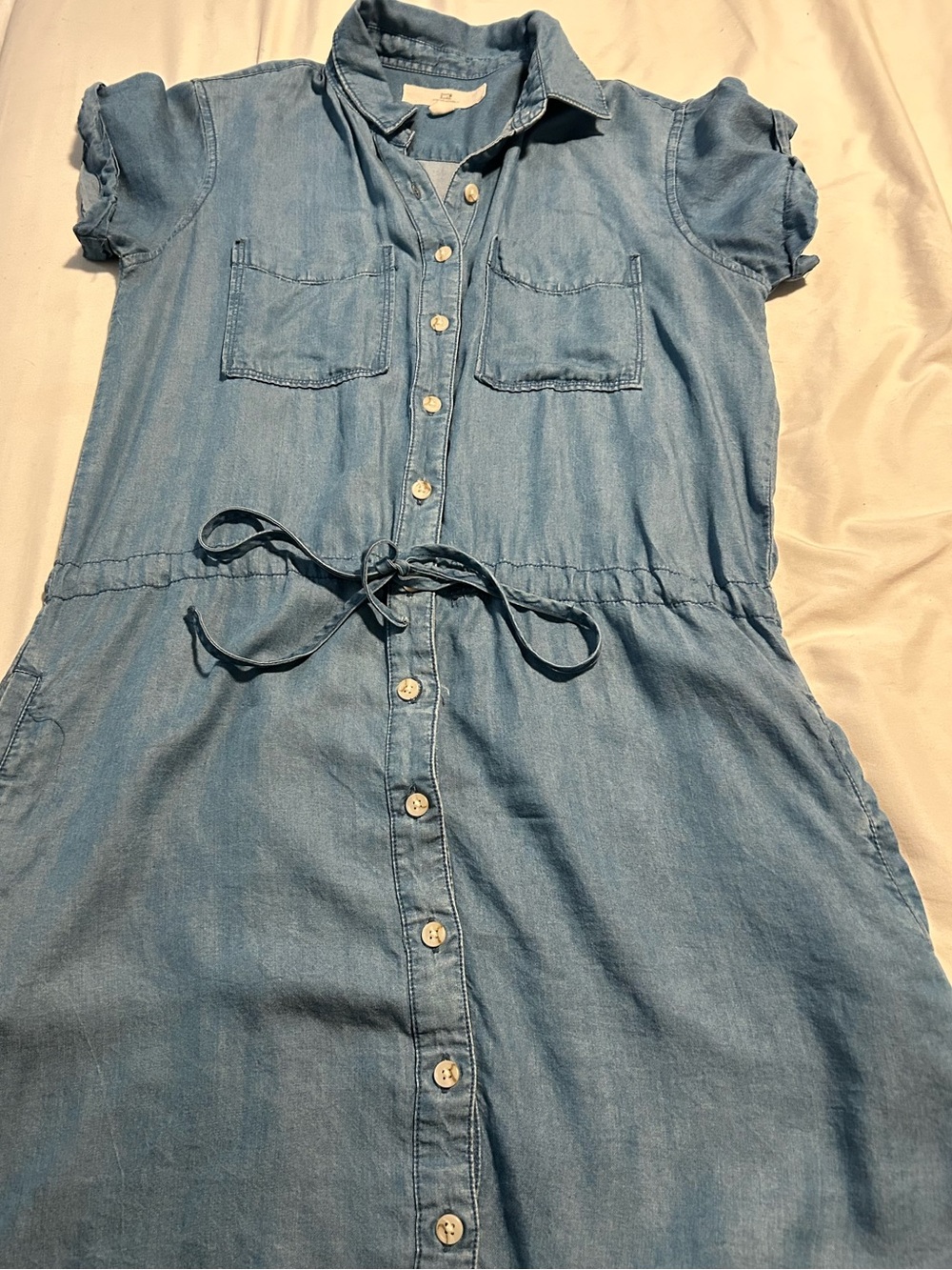Thread & Supply Light Blue Denim Shirt Dress with Tie Waist